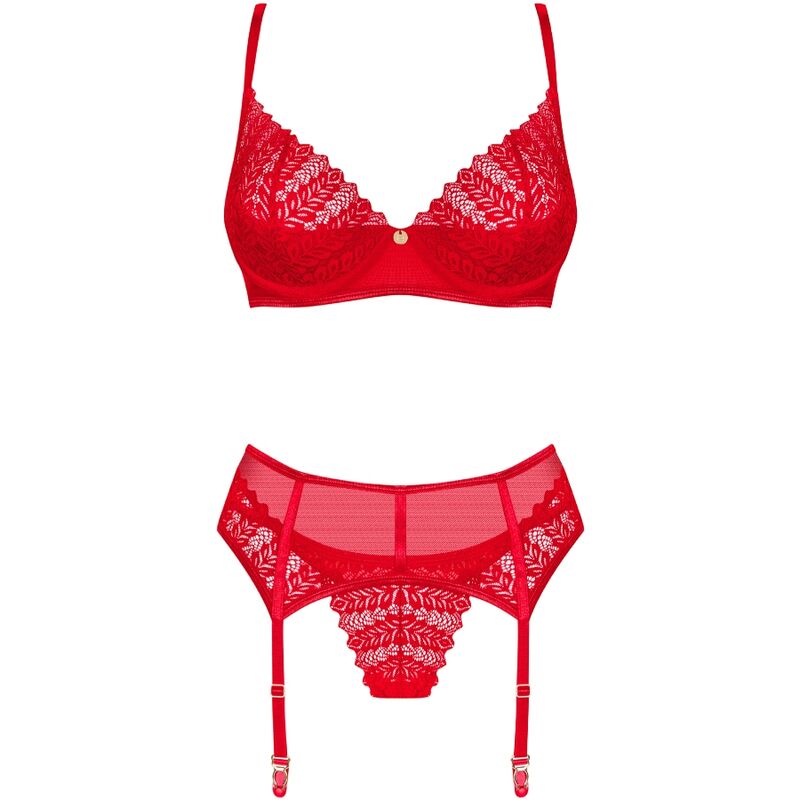 OBSESSIVE - INGRIDIA-SET, ZWEITEILIG, OHNE UMHÜLLUNG, ROT XL/XXL