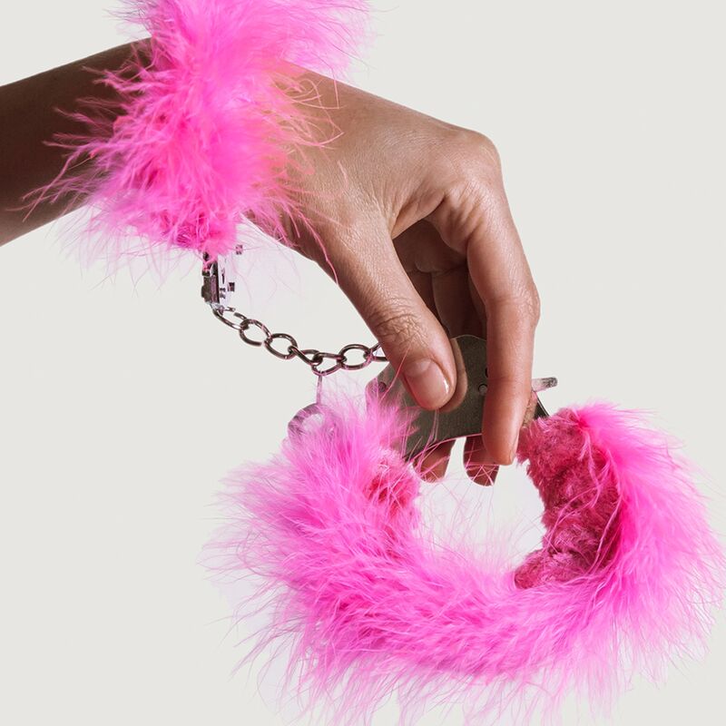 ADRIEN LASTIC HANDSCHELLEN AUS METALL MIT ROSA FEDERN