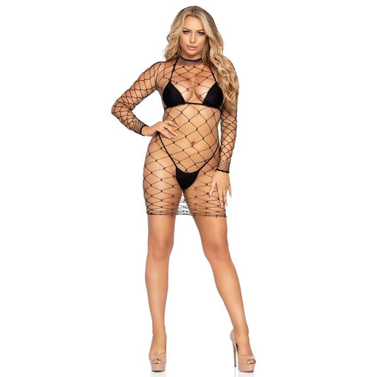 LEG AVENUE - FENCE NET MINIKLEID, EINE GRÖSSE