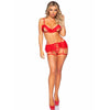 LEG AVENUE - DREITEILIGES SET AUS BH, G-STRING UND STRUMPFGÜRTEL