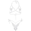 LEG AVENUE - ZWEITEILIGES SET BH UND HÖSCHE VON BUTTERFLIES & PEARLS, EINE GRÖSSE - SCHWARZ