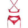 OBSESSIVE - LACELOVE-SET DREITEILIG ROT XS/S