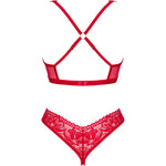 OBSESSIVE - LACELOVE SET ZWEITEILIG CUPLESS ROT XS/S