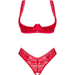 OBSESSIVE - LACELOVE SET ZWEITEILIG CUPLESS ROT XS/S