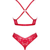 OBSESSIVE - LACELOVE SET ZWEITEILIG CUPLESS ROT XS/S