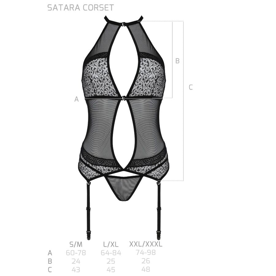PASSION - SATARA KORSETT EROTIK LINIE SCHWARZ S/M
