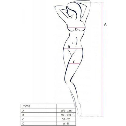 PASSION - BS098 SCHWARZER BODYSTOCKING, EINE GRÖSSE
