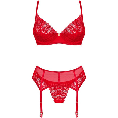 OBSESSIVE - INGRIDIA-SET, ZWEITEILIG, OHNE UMHÜLLUNG, ROT XL/XXL