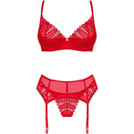 OBSESSIVE - INGRIDIA-SET, ZWEITEILIG, OHNE UMHÜLLUNG, ROT XL/XXL