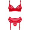 OBSESSIVE - INGRIDIA-SET, ZWEITEILIG, OHNE UMHÜLLUNG, ROT XL/XXL