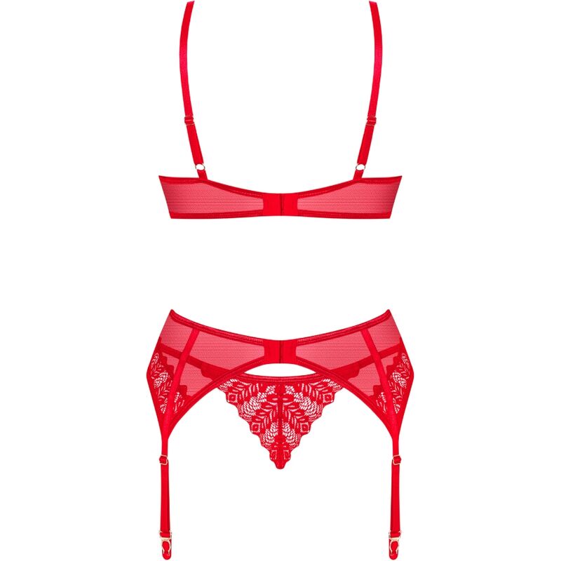 OBSESSIVE - INGRIDIA-SET, ZWEITEILIG, OHNE UMHÜLLUNG, ROT XL/XXL