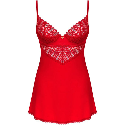 OBSESSIVE - INGRIDIA CHEMISE & TANGA ROT XS/S