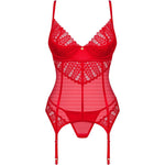 OBSESSIVE - INGRIDIA KORSETT & TANGA ROT XS/S