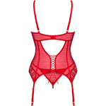 OBSESSIVE - INGRIDIA KORSETT & TANGA ROT XS/S