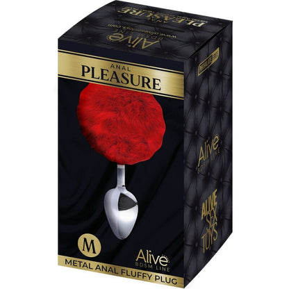 ALIVE - ANAL-VERGNÜGEN-STECKER, GLATTES METALL, FLUFFY, ROT, GRÖSSE M