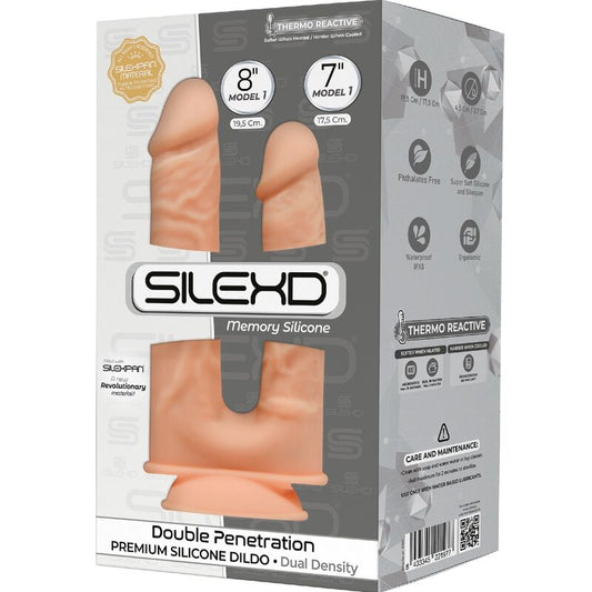 SILEXD - MODELL 1 REALISTISCHER PENIS DOBLE PENETRACION PREMIUM SILEXPAN SILIKON 17.5 / 19.5 CM
