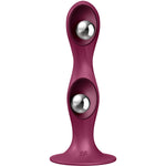 SATISFYER - DOUBLE BALL-R SILIKONDILDO GRANAT