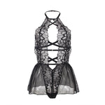 SUBBLIME - TEDDY-HALTER-NECK-BARE-BACK-SPITZE SCHWARZ S/M