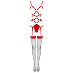 LIVCO CORSETTI FASHION - THIARA LC 20213 SET BODY + STRÜMPFE ROT S/M