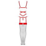 LIVCO CORSETTI FASHION - THIARA LC 20213 SET BODY + STRÜMPFE ROT S/M