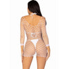 LEG AVENUE - LANGÄRMELIGES NETZKLEID WEISS EINE GRÖSSE