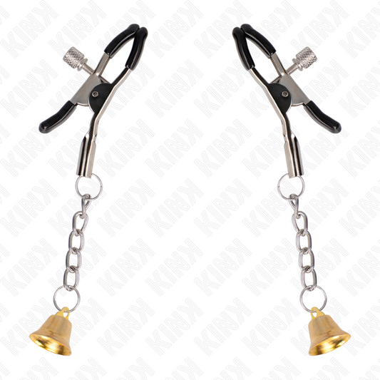 KINK - GOLDENE NIPPELKLEMMEN MIT GLOCKENANHÄNGER 6 CM