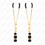 KINK - GOLDENE DÜNNE NIPPELKLEMMEN MIT 3 SCHWARZEN GLASPERLEN 7 CM