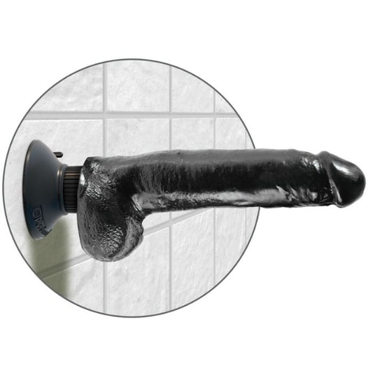 KING COCK - VIBRIERENDER DILDO MIT HODEN 23 CM SCHWARZ