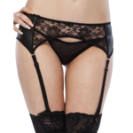 QUEEN LINGERIE - STRUMPF THONG MIT BLUMENDESIGN S/M